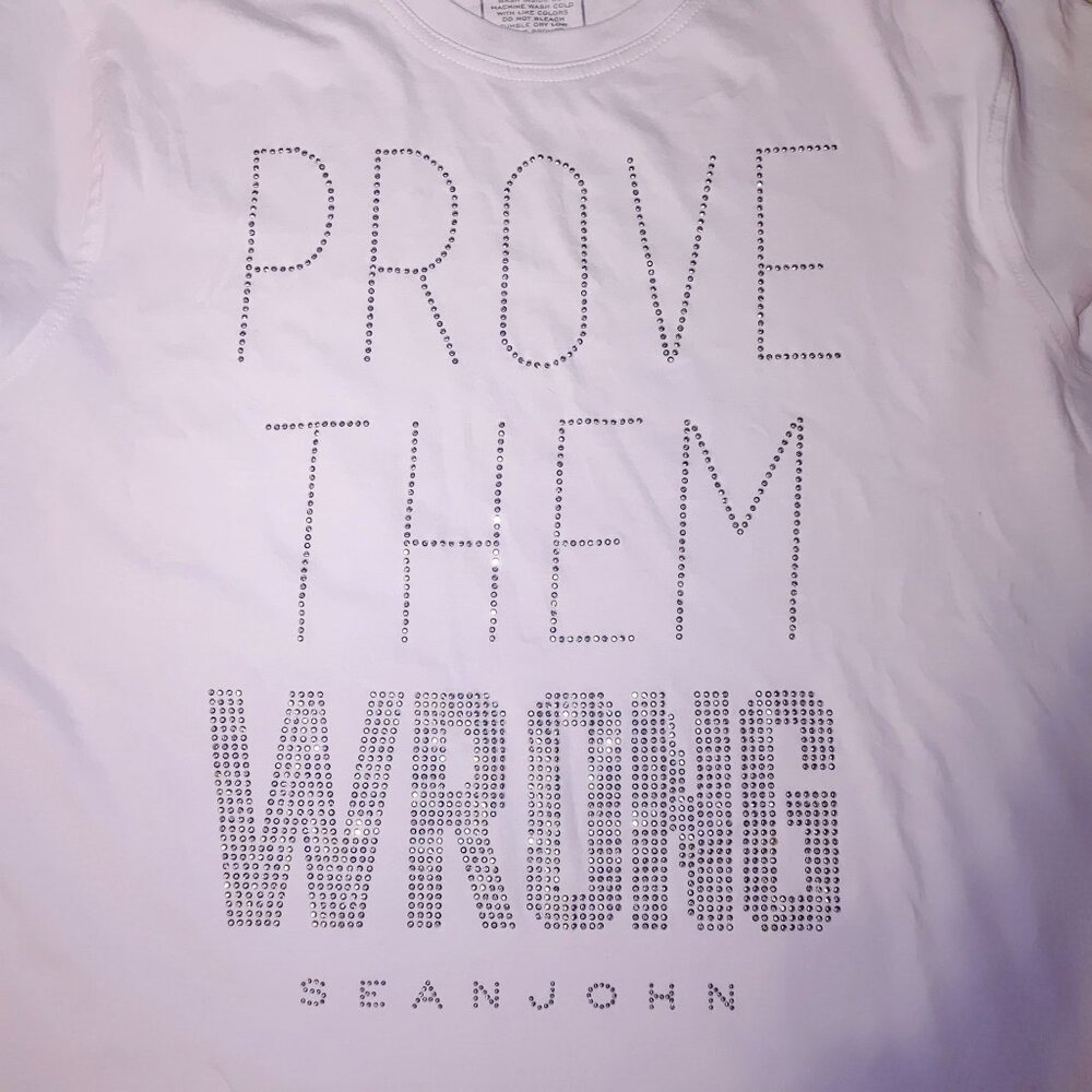 Diddy Sean John Combs White Shirt Size Large Prove Them Wrong Rhinestone Design